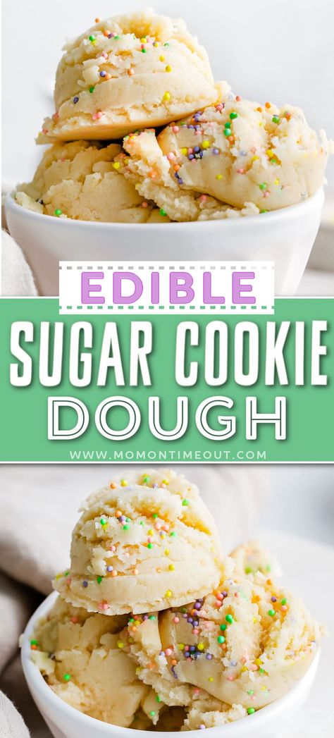 Heat Treated Flour, Easy Sugar Cookie Dough, Cookie Dough For One, Edible Sugar Cookie Dough, Sugar Cookie Dough Recipe, Cookie Dough Ingredients, No Bake Sugar Cookies, Edible Cookie Dough Recipe, No Bake Cookie Dough