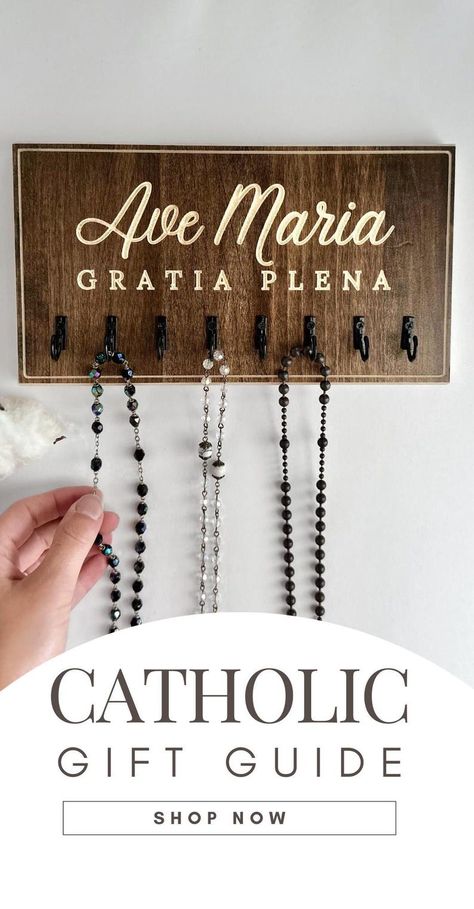 Family Wall Rosary Holder Goddaughter Gifts From Godmother Catholic Home Decor Rosary Hanger Ave Maria Veil Hanger Catholic Anniversary Gift - Etsy Rosary Hanger, Rosary Holder, Wall Rosary, Catholic Home Decor, Goddaughter Gifts, Catholic Home, Godparent Gifts, God Parents, Family Wall