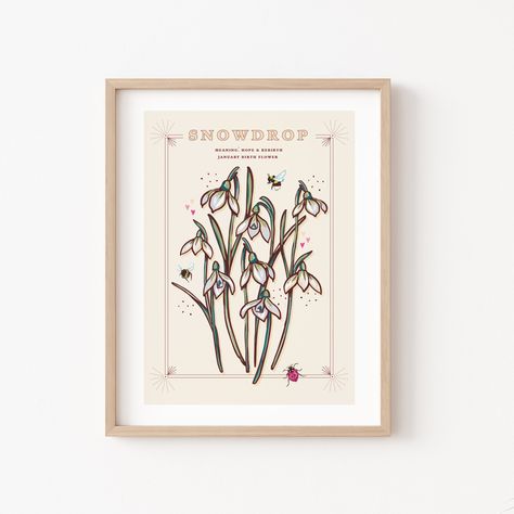 Snowdrop Meaning, Pen Line Drawing, Snow Drops Flowers, Vintage Seed Packet, Snowdrop Flowers, January Birth Flower, Dark Sage Green, January Birth Flowers, Vintage Seed Packets