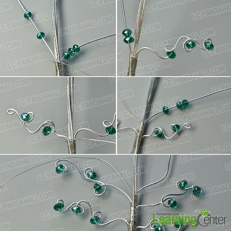 Make the beaded wire tree branches Diy Crystal Crafts, Glass Bead Crafts, Wire Wrapped Tree, Copper Wire Art, Macrame Plant Hanger Tutorial, Wire Craft, Wire Tree Sculpture, Craft Things, Wire Wrapped Jewelry Tutorials