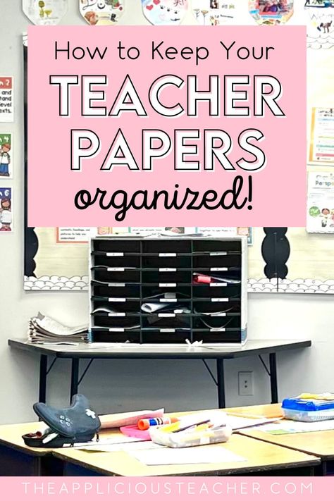 Teacher Files Organization, How To Organize Your Classroom, Organizing Classroom, Classroom File Organization, Organizing Ideas For Classroom, Elementary Teacher Organization, Ikea Teacher Desk, Teacher Organizer, Organize Teacher Desk