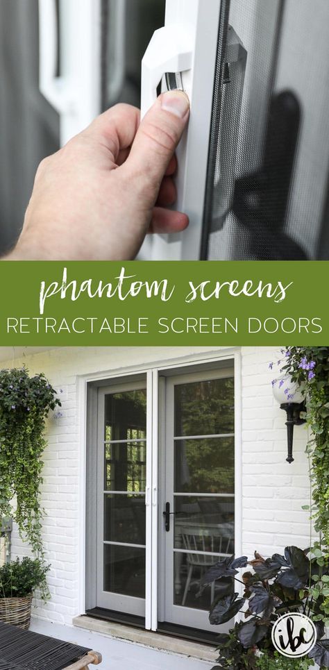 Adding Phantom Screens - Retractable Screen Door to your Home #screendoor #retractablescreendoor #retractable #screen #door #phantomscreens Sliding Patio Screen Door, French Doors With Screens, Phantom Screens, New Kitchen Doors, Patio Screen Door, French Doors Bedroom, Single Entry Doors, Retractable Screen Door, Diy Screen Door