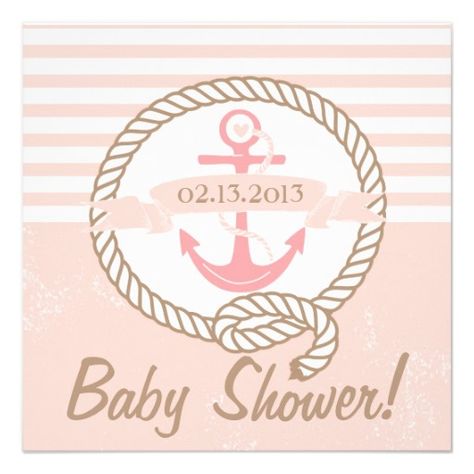 Pink Anchor Banner Nautical Baby Shower Invitation Nautical Wedding Stationery, Nautical Birthday Invitations, Nautical Bridal Shower, Baby Party Favors, Sweet Sixteen Birthday Invitations, Nautical Baby Shower Invitations, Nautical Bridal Showers, Nautical Birthday Party, Nautical Wedding Invitations