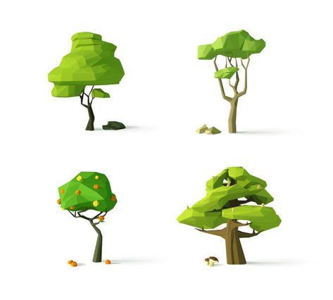 low poly tree examples 3d Assets, Reference Images, Tree Designs, Architecture Model, Low Poly, Game Design, Stock Vector, Photo Image, Vector Illustration