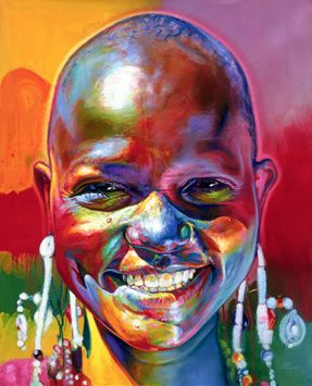 Faces of the World ~ Happy African Afrikaanse Kunst, Contemporary Art Painting, African American Art, Face Art, African Art, Portrait Art, Black Art, American Art, Painting Inspiration