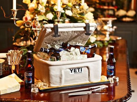 beer groom's cake Beer Grooms Cake, Funny Grooms Cake, Grooms Cake Tables, Groomsman Cake, Grooms Table, Purple Wedding Cakes, Beer Cake, Romantic Wedding Cake, Floral Wedding Cakes