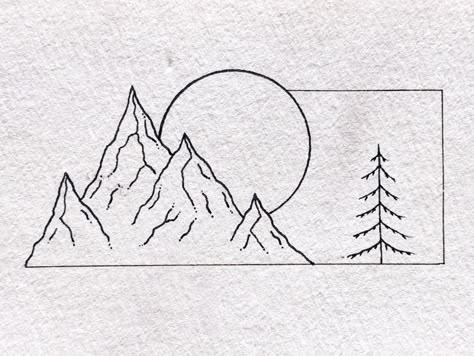 Minimal Mountain drawing - Imgur Drawing Ideas Minimal, Minimal Easy Drawing, Simple Drawing For Journaling, Mountains Simple Drawing, Easy Mountain Drawing Simple, Mountain Easy Drawing, Mountain Doodles Simple, Easy Outline Drawings Simple, Mountains Drawing Simple