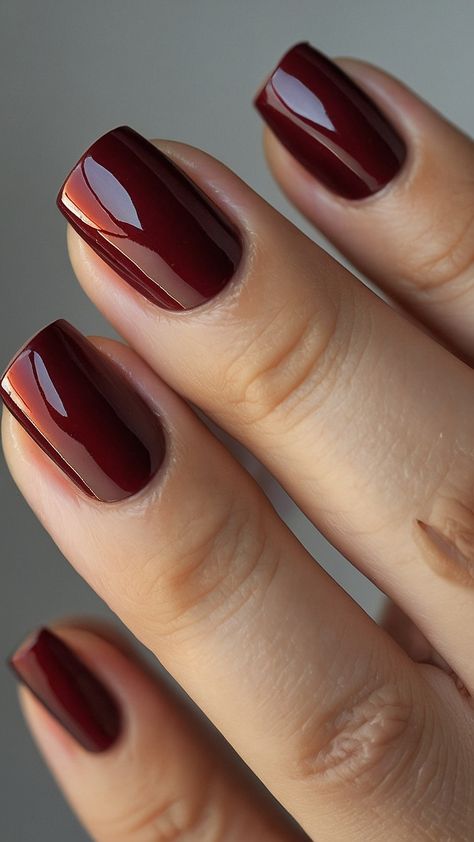 Achieve the perfect burgundy nails with these stunning dark red design ideas Explore classy black and short French tip designs and get inspired with unique art and polish techniques Create chic French designs and stand out with chrome and acrylic short nails Elevate your nail game with these elegant designs today Dark Burgundy Short Nails, Short Square Dark Red Nails, Short Wine Nails, Red Nail French Tips, Dark Red Gel Nails Short, Maroon Nails Short, Cranberry Nail Color, Short French Tip Designs, Mahogany Nails