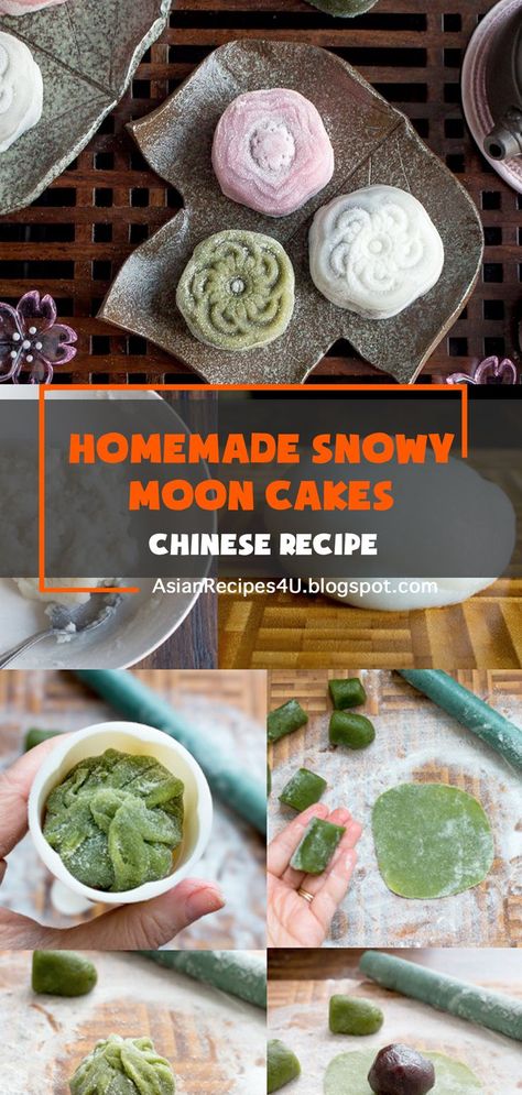 Homemade Snowy Moon Cakes are delicious NO-BAKE moon shaped dessert treats. Perfect for sharing over Mid-Autumn Festival with chewy tender mochi like skin and stuffed with sweet red bean paste. #Chinese #Recipes #Mooncakes Sweet Red Bean Paste, Dessert Treats, Moon Cakes, Sweet Red Bean, Red Bean Paste, Red Bean, Chinese Recipes, Recipes Homemade, Mid Autumn