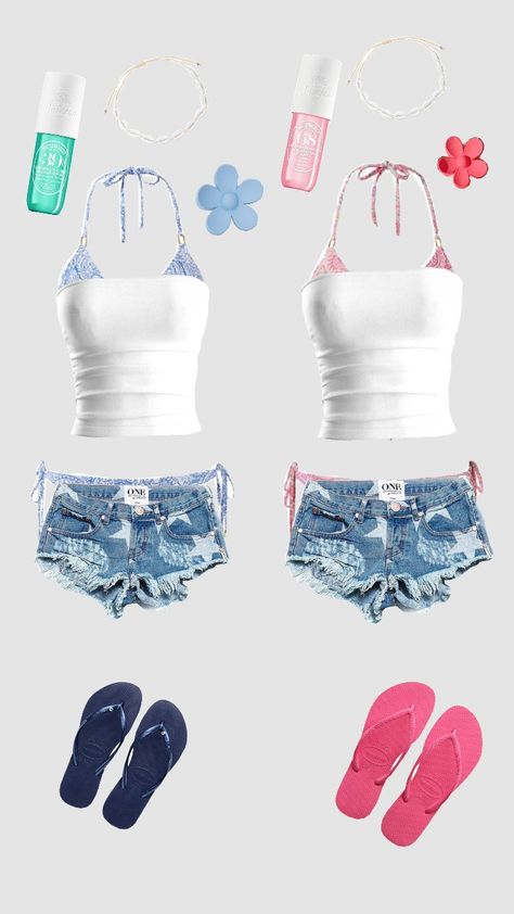 #summer #beach #bestie #vacay🌊 #🪸🌊🌺 Beach Matching Outfits, Summer Outfits With Friends, Clothes Beach, Summer Outfits Best Friends, Summer Holiday Clothes, Fits For Vacation, Outfits With Bestie, Holiday Matching Outfits, Bathing Suit And Shorts Outfit