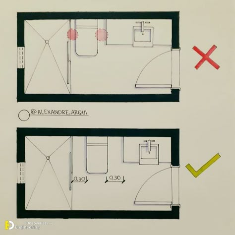 Small Long Bathroom Ideas, تصميم دورة مياه, Small Bathroom Floor Plans, Small Bathroom Plans, Bathroom Layout Plans, Toilet And Bathroom Design, Small Bathroom Layout, Small Bathroom Interior, Bathroom Plan