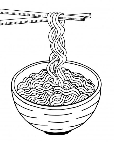 Doodle noodle at bowl and stick Premium ... | Premium Vector #Freepik #vector #background #food #menu #hand Noodle Doodle Drawing, Food Doodle Art Illustrations, Ramen Bowl Drawing, Drawing Of Food, Noodles Drawing, Vector Food Illustration, Theme Drawing, Noodle Doodle, Food Doodle