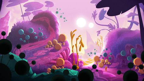 #alien #planet Cute Alien Wallpaper, Alien Planet Landscapes, Alien Planet Concept Art, Space Concept Art, Alien Background, Mushroom Field, Alien Illustration, Alien Wallpaper, Alien Landscape