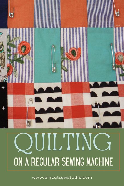 Machine Quilting On a Regular Sewing Machine — Pin Cut Sew Studio Quilting On A Domestic Machine, How To Quilt On A Regular Sewing Machine, Sewing Machine Quilt, Sew Studio, Mason Jar Cozy, How To Quilt, Sewing Machine Quilting, Machine Quilting Patterns, Long Arm Quilting Machine