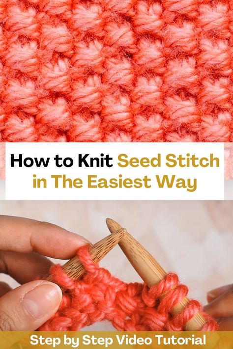 Thanks to this video tutorial you will be able to knit a seed stitch pattern in the easiest way. All you need to do is recognize knits and purls. That is all! This tutorial will teach you the secret to knitting seed stitch without a pattern! Seed stitch creates an interesting texture and is included in many patterns. The knit in this stitch also looks the same on both sides, making it a good choice for scarves and other pieces where both sides are visible... Knit Seed Stitch, Seed Stitch Knitting, Textured Knitting, Rib Stitch Knitting, Knitting 101, Beanie Knitting Patterns Free, Beanie Knitting, Hello How Are You, Knitting Patterns Free Blanket