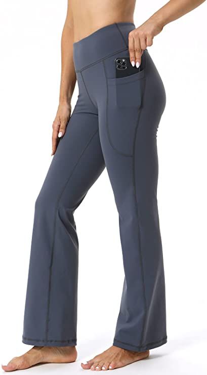 Amazon.com: ImUGA Flared Yoga Leggings for Women with Pockets,High Waisted Tummy Control Workout Bootcut Yoga Pants(Cinerous,L) : Clothing, Shoes & Jewelry Flare Yoga Pants, Yoga Pants With Pockets, Leggings For Women, Stay Active, Yoga Leggings, Workout Leggings, Yoga Pants, Women's Leggings, Shoes Jewelry