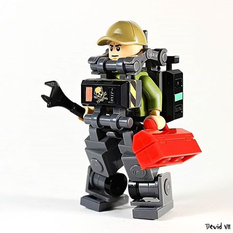 Military Trooper X58 "The Maintainer" . #lego #brickcentral #bricknetwork #stuckinplastic #bricksinfocus #minifigures #brickshift… Lego Tools, Lego Motorcycle, Lego Zombies, Mecha Tanks, Robert Hooke, Brick Lego, Lego Dragon, Lego Machines, Lego Hogwarts