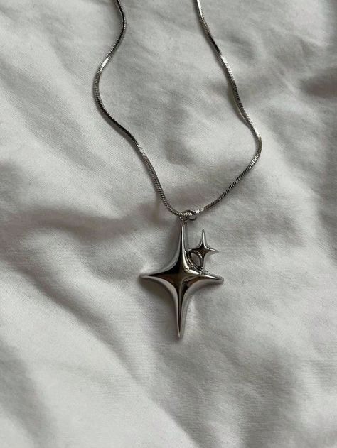 1pc Fashionable Simple Hip Hop Alloy Star & Snake Bone Chain Necklace Suitable For Women's Daily Wear Silver    Zinc Alloy     Women Fashion Jewelry, size features are:Bust: ,Length: ,Sleeve Length: Charm Choker Necklace, Star Chain, Rhinestone Cross, Buckle Bracelet, Multi Layer Necklace, Estilo Hip Hop, Cz Necklace, Silver Accessories, Watches Women Fashion