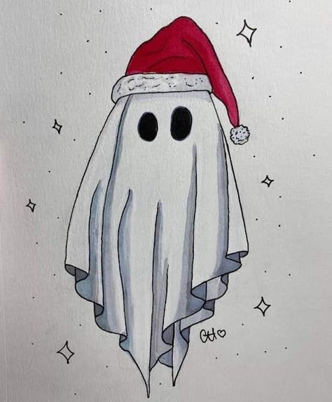 Christmas Horror Art, Christmas Sketch, Scary Christmas, Ghost Drawing, Christmas Horror, Diy Christmas Paintings, Christmas Ghost, Scary Movie Characters, Cnc Engraving