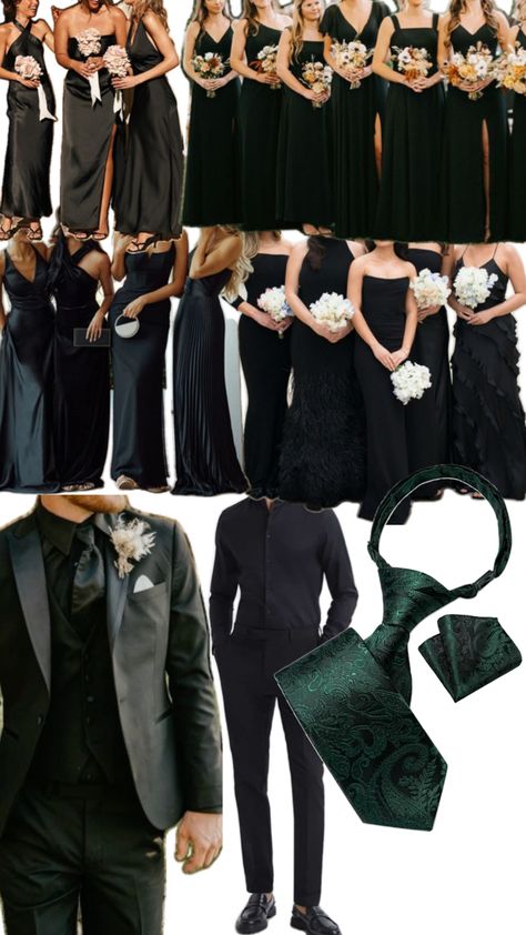 Dark Grey Groomsmen, Forest Green Wedding, Dark Green Wedding, Groomsmen Grey, Green Wedding Dresses, Emerald Bridesmaid Dresses, Bridesmaid Groomsmen, Green Wedding Colors, Enchanted Forest Wedding