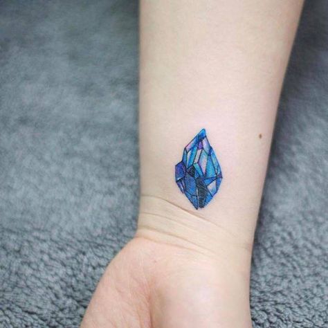 Sapphire tattoo on the inner wrist. Small Wrist Tattoos, Sapphire Tattoo, Diamond Tattoo Meaning, Bow Tattoo Designs, Diamond Tattoo, Crystal Tattoo, Diamond Tattoos, Wrist Tattoos For Guys, Daisy Tattoo