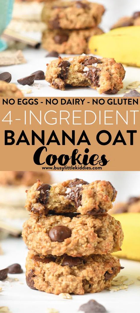 No Dairy, Banana Oat Cookies, Ripe Banana Recipe, Healthy Oatmeal Cookies, Preworkout Snack, Breakfast Cookies Healthy, Banana Oatmeal Cookies, Banana Oat, No Gluten