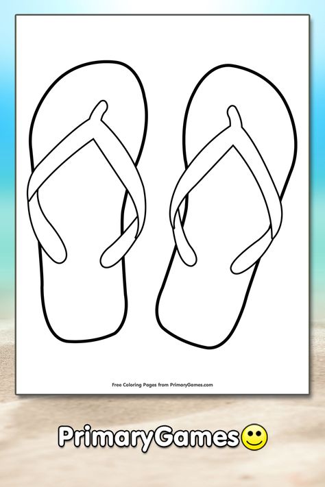 FREE Flip Flops Coloring Page printable. PRINT and COLOR Summer PDF Coloring Books from PrimaryGames. Our online collection of EASY and ADULT Coloring Pages feature the BEST pictures for you to color. Sign Language Colors, Ball Printable, Camping Coloring Pages, Mickey Mouse Coloring Pages, Page Flip, Summer Printables, Coloring Page Printable, Summer Coloring Pages, Bear Coloring Pages