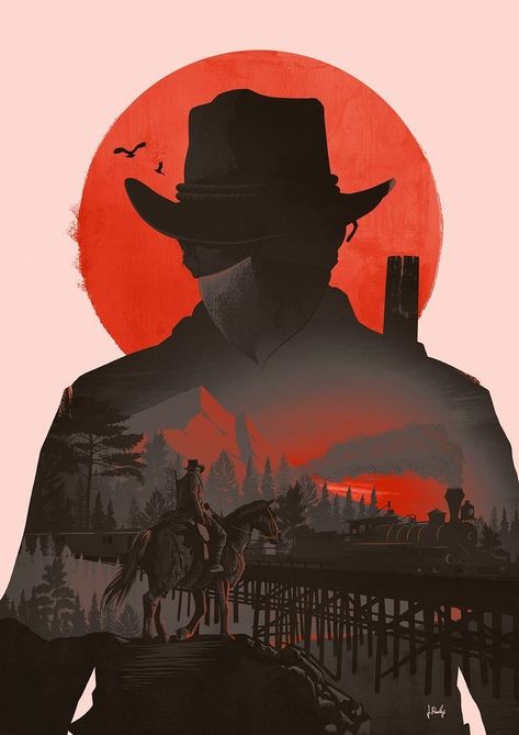 Western Gunslinger Art, Red Dead Redemption Art, Cowboy Posters, Western Artwork, Cowboy Aesthetic, Red Dead Redemption Ii, Red Redemption 2, Instagram Prints, Cowboy Art