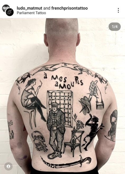 French Prison Style Tattoo, French Prison Tattoo, Russian Tattoos, Russian Prison Tattoos, Trippy Tattoo, Artsy Tattoos, Russian Tattoo, French Tattoo, Prison Tattoos