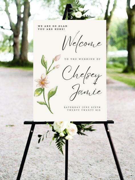 ✨ Welcome your guests in style with this elegant digital wedding welcome sign! Perfect for any wedding theme, this customizable sign adds a personal touch to your big day. Simply download, print, and display at your ceremony or reception entrance. Available in multiple sizes for easy printing! 💍🎉 #WeddingWelcomeSign #WeddingDecor #DIYWedding #PrintableWedding #ElegantWedding #WeddingInspiration Wedding Welcome Board, Reception Entrance, Wedding Decor Style, Wedding Welcome Sign, Digital Weddings, Wedding Welcome Signs, Welcome Signs, Wedding Signage, Diy Wedding Decorations