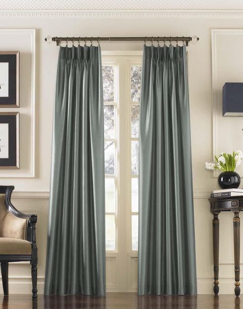 Teal Rooms, Transitional Style Decor, Faux Silk Curtains, Pinch Pleat Drape, Half Price Drapes, Pleated Drapes, Pinch Pleat Curtains, Silk Curtains, Traditional Style Decor