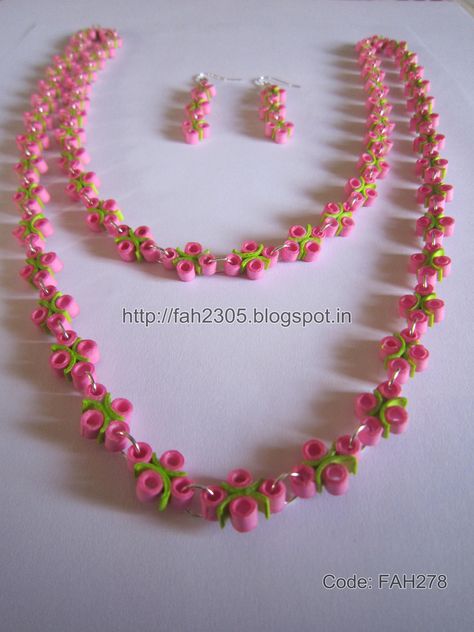 Handmade Jewelry - Paper Quilling Curve n 4 Beads Jewelry (FAH278) (2) | by fah2305 Quilling Paper Jewelry, Paper Jewelry Ideas, Quilling Jewelry Ideas, Quilling Bracelet, 3d Origami Vase, Quilling Necklace, Quilling Jewellery, Paper Quilling Earrings, Wedding Flower Jewelry