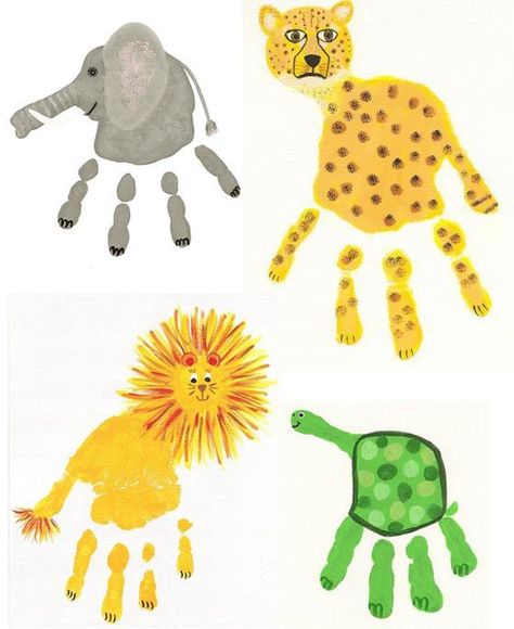 8 Easy and creative handprint Kids craft ideas with craft paint - so fun for a winter or summer project for children ...odciski lapek Footprint Art, Handprint Art, Hand Print Art, Easy Winter Crafts, Different Animals, Summer Fun For Kids, Handprint Crafts, Crafty Kids, Presents For Kids