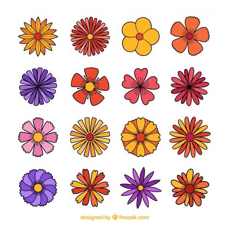 Kawaii, Patchwork, Spring Flower Drawing Easy, Flower Shapes Drawing, How To Draw Spring Flowers, Abstract Flowers Drawing, Simple Flower Clipart, Hobonichi Journal, Worship Chords