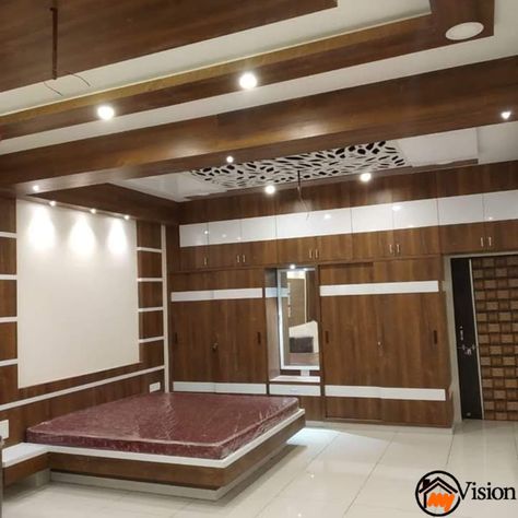 Bedroom with wardrobes | homify Pooja Jain, Cot Design, Best False Ceiling Designs, Modular Bedroom, Condominium Architecture, Box Bed Design, Wardrobe Interior, House Ceiling, House Main Door Design