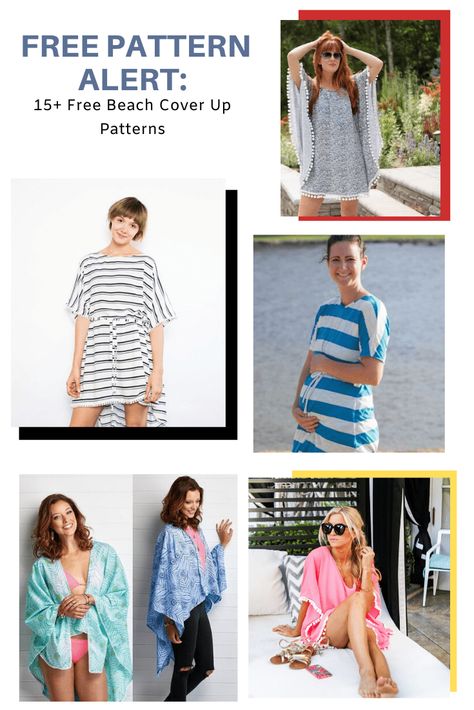 https://www.onthecuttingfloor.com/free-pattern-alert-15-free-beach-cover-up-patterns/ Beach Sewing Pattern, Cover Up Pattern, Beach Coverup Pattern, Floor Printable, Kimono Swim Cover Up, Kimono Beach Cover Up, Plus Size Sewing Patterns, Plus Size Sewing, Modern Sewing Patterns