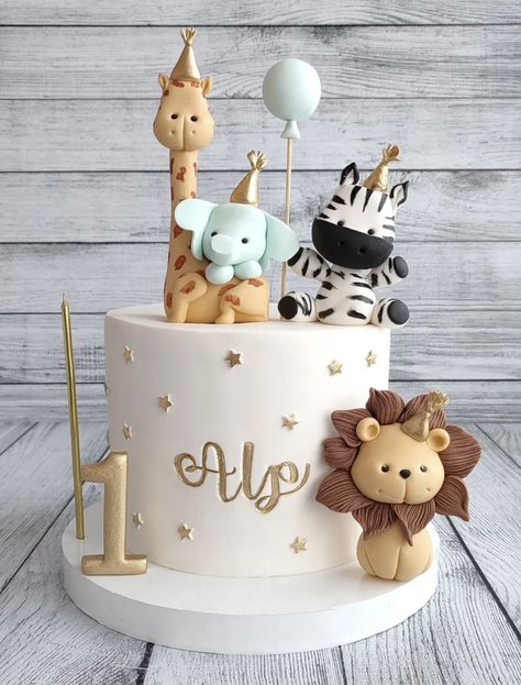 Γενέθλια Mickey Mouse, Boys First Birthday Cake, Boys 1st Birthday Cake, Baby Boy Birthday Cake, Animal Birthday Cakes, Baby First Birthday Cake, Idee Babyshower, Baby Birthday Decorations, Safari Cakes