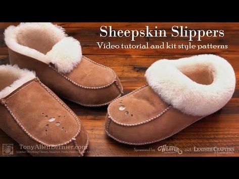 How to Make Sheepskin Slippers with DIY Leathercraft Patterns. - YouTube Leather Artist, Viking Armor, Leather Working Patterns, Leather Craft Patterns, Shearling Slippers, Leather Armor, Sheepskin Slippers, Leather Workshop, Slippers Pattern