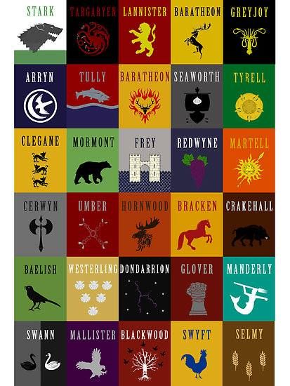 Game of Thrones House sigils Game Of Thrones Sigils, Game Of Thrones Map, Game Of Thrones Party, Game Of Thrones Poster, Got Game Of Thrones, Game Of Thrones Quotes, Game Of Thrones Funny, Gra O Tron, Games Of Thrones