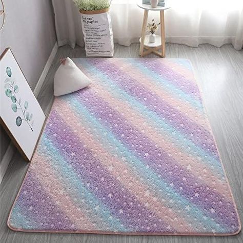 GGBOND Luminous Carpet Glow in the Dark Rainbow Stars Rugs, Short Plush Sponge Sandwich Soft Comfortable, 80x120cm : Amazon.co.uk: Home & Kitchen Unicorn Rugs, Unicorn Rug, Living Room Unique, Fuzzy Rug, Carpets For Kids, Rainbow Stars, Room Unique, Unique Area Rugs, Animal Room