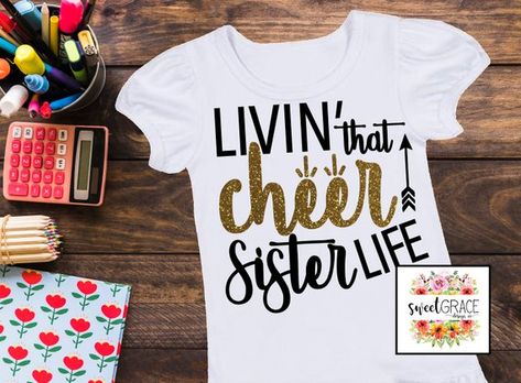 Cheer Sister Shirts, Cheer Sister Shirts Designs, Glitter Sublimqtion Cheer Shirts, Cheer Sister Gifts, Custom Mom Cheer Shirts For Scorch, Cheers Theme, Black T-shirt With Sublimation Print For Cheerleading, Cheer Tshirts, Cheerleading Shirts