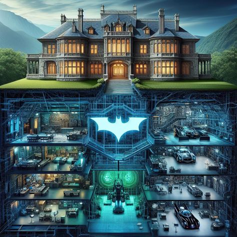 Batman Batcave, The Batcave, Keaton Batman, Wayne Manor, Batman Armor, Batman Pictures, Futuristic Home, Batman Poster, Dc Art