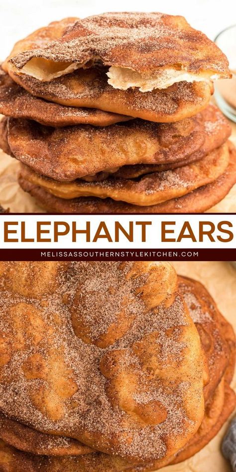 Fair Food Recipes Easy, Fried Desserts Easy, Fried Dough Recipe Easy, Bearclaw Recipe Easy, Easy Homemade Desserts From Scratch, Fair Elephant Ears Recipe, Gluten Free Elephant Ears Recipe, Elephant Ears Dessert, Elephant Ear Dessert