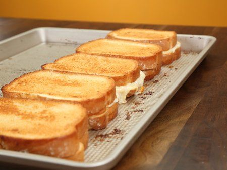 wd-Sheet Pan Gourmet Grilled Cheese image Gourmet Grilled Cheese, Queso Fundido, Texas Toast, Homecooked Meals, Order Food, Grilled Cheese Sandwich, Cheese Sandwiches, Poached Eggs, Homemade Pizza