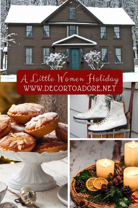 Announcing A Little Women Holiday Little Women Inspired Christmas, Little Women Bedroom, Little Women Party Theme, Little Women Themed Party, Colonial Decorating Ideas, Little Women Decor, Little Women Christmas Tree, Little Woman Christmas, Little Women Christmas Decor