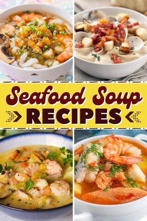 Nothing quite beats these incredible seafood soup recipes! From clam chowder to lobster bisque to she crab soup, warm up with one of these delicious bowls today. Chowder Recipes Crockpot, Best Seafood Chowder Recipe, Seafood Chowder Soup, Seafood Snacks, Delicious Bowls, Crab Soup Recipes, Shrimp Soup Recipes, Lobster Soup, Seafood Soups