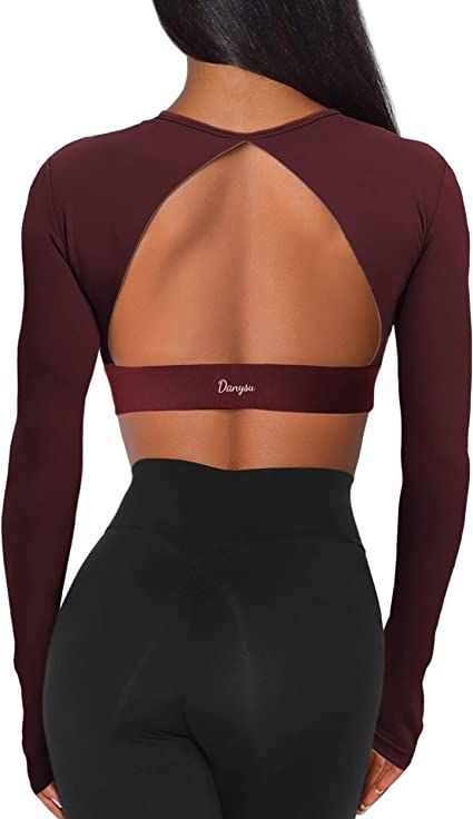 Cropped Workout Top, Design Outline, Open Back Crop Top, Crop Top Long Sleeve, Crop Top Long, Perfect Curves, Bra Pads, Backless Top, Back Day