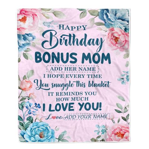 Personalized Happy Birthday Bonus Mom Gifts From Stepdaughter Blanket Floral Flower Birthday Gifts For Stepmom Gifts For Birthday Customized Fleece Blanket Funny Saying Personalized Name 13 Birthday Custom Bonus Mom Stepmom Mom Gifts Family Step Daughter Mother Proud Step-Mom Step Son Mother's Day Mom Step-Mother For Mom Special Occasion For Mom Mom Sayings Mom Blanket From Son Mom Motherhood Best Mom Funny Mom Mother-in-law Fleece Blanket Customized Bedroom Bed Quilt Throw Blankets Gift For Gifts For Stepmom, Mom Sayings, Mom Blanket, Bonus Mom Gifts, Step Son, Bonus Mom, Flower Birthday, Step Daughter, Mom Funny