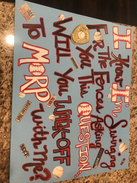 Baseball Promposal For Him, Baseball Promposal, Dance Signs, Baseball Boyfriend Gifts, Dance Asks, Hoco Posters, Arkansas Baseball, Sadie Hawkins Dance, Baseball Boyfriend