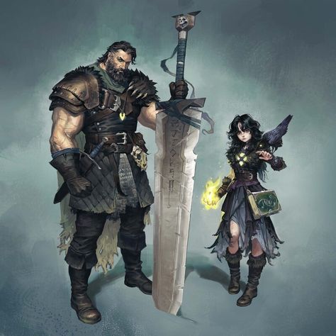 ArtStation - duo character concept Pathfinder Rpg Characters, My Character, Fantasy Theme, Dnd Art, D&d Dungeons And Dragons, Dungeons And Dragons Homebrew, Fantasy Warrior, Fantasy Rpg, Environment Concept Art